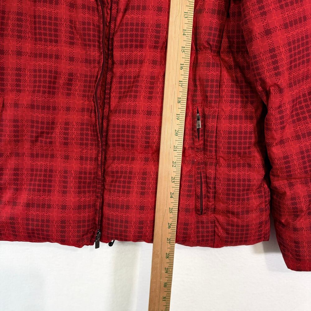 Columbia Winter Jacket Womens XL Red Plaid Down Feather Puffer Coat - Picture 4 of 12